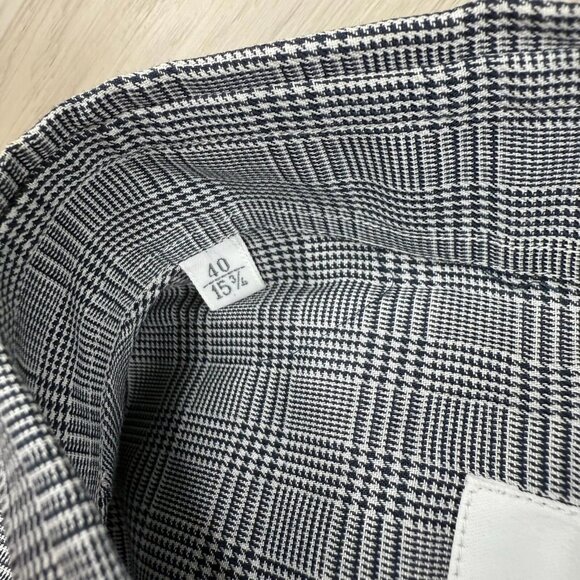 Ermenegildo Zegna Mens Gray Plaid Classic Preppy Casual Button Up Shirt Size 40 - Picture 7 of 9